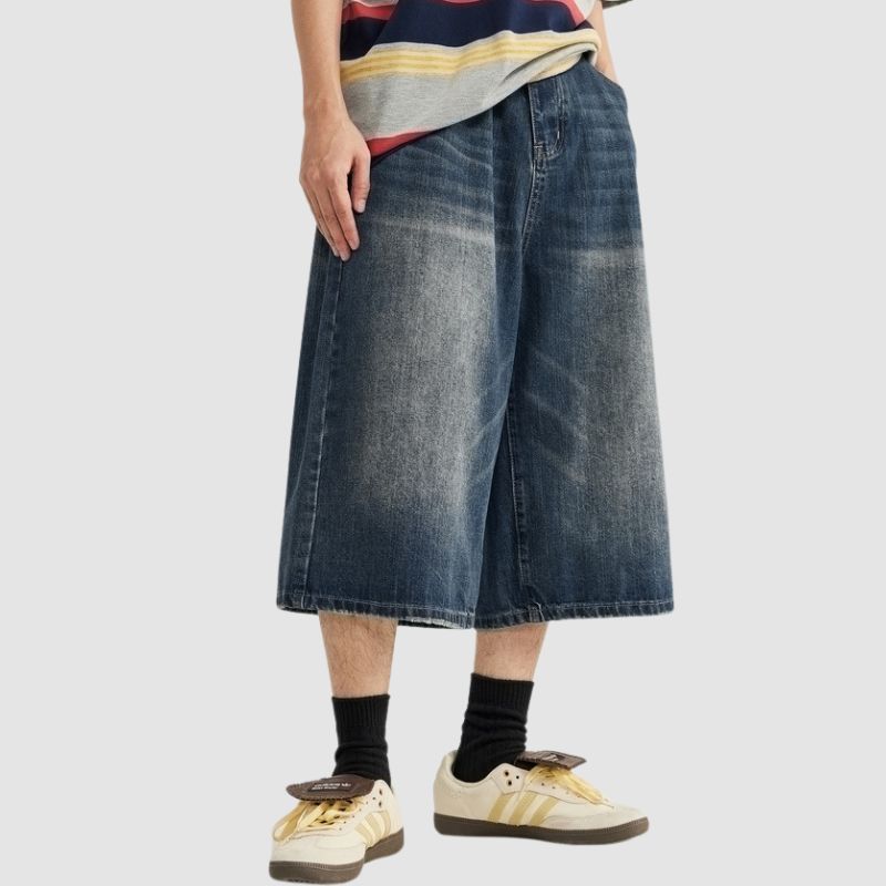 Pantalones cortos de pierna ancha lavados