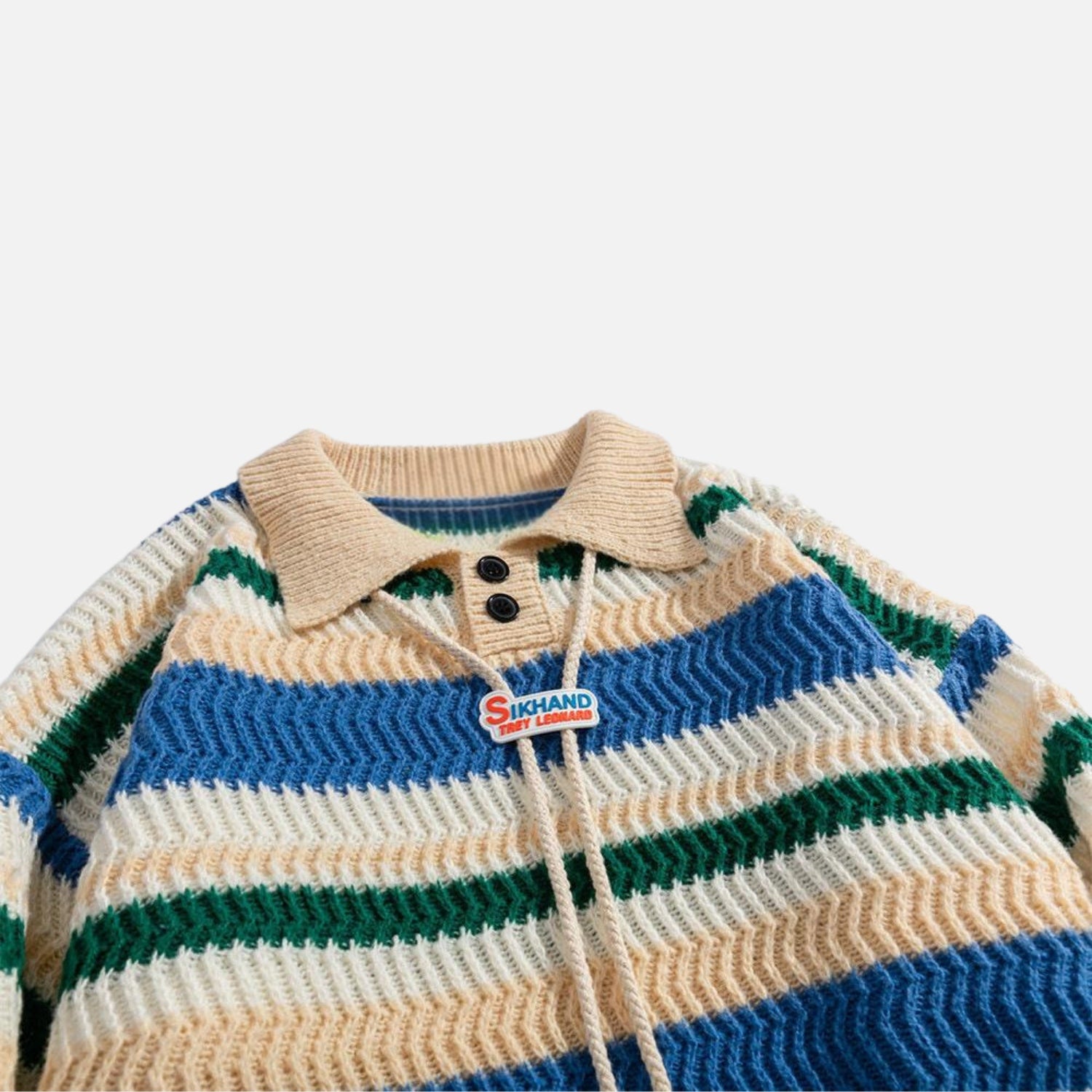 Polo-Strickpullover mit Farbblockstreifen