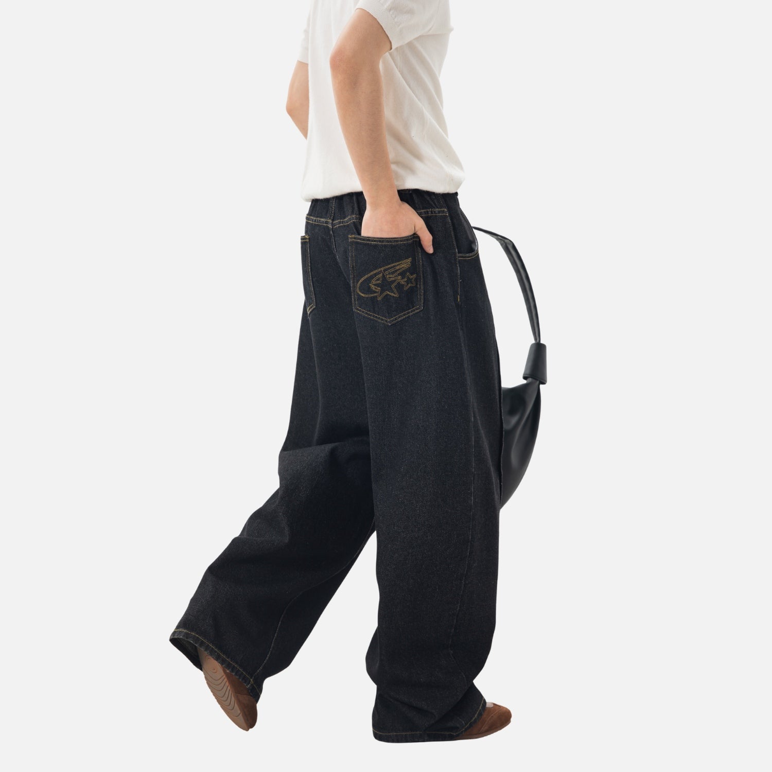 Vintage Contrast-Stitch Straight Jeans