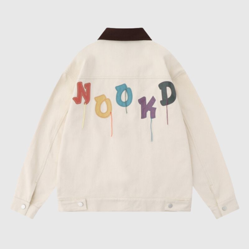 Chaqueta vintage con diseño de dopamina bordada