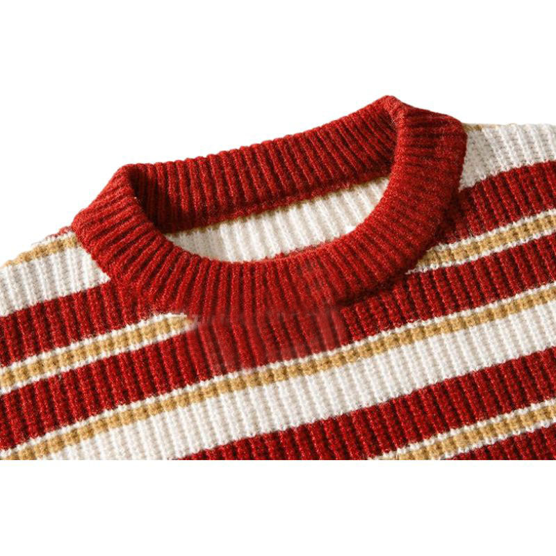 Jersey de punto a rayas con patchwork en tonos atemporales