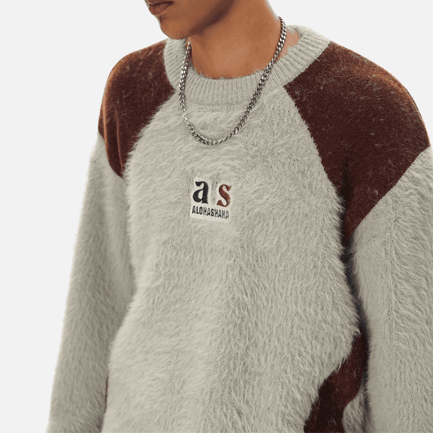 Faux Mink Fuzzy Colorblock Sweater