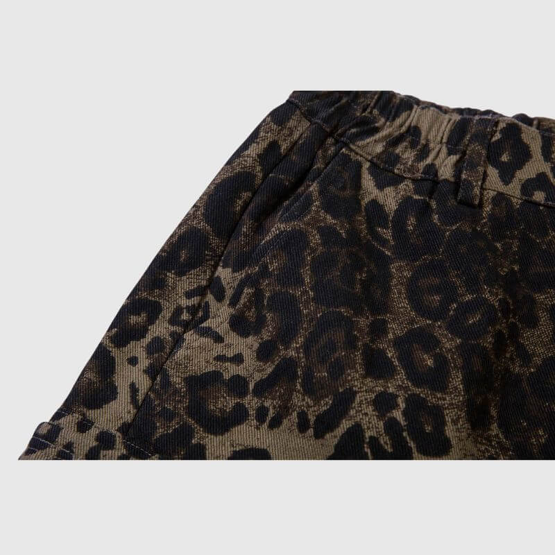 Leopard Cotton Cargo Shorts