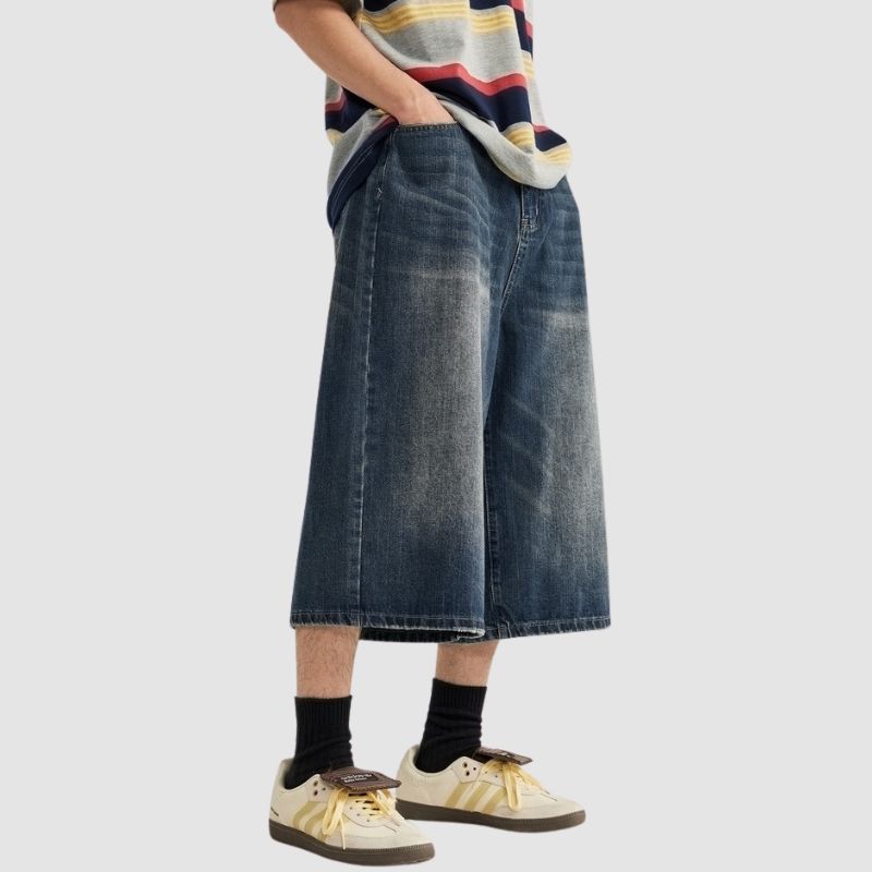 Pantalones cortos de pierna ancha lavados