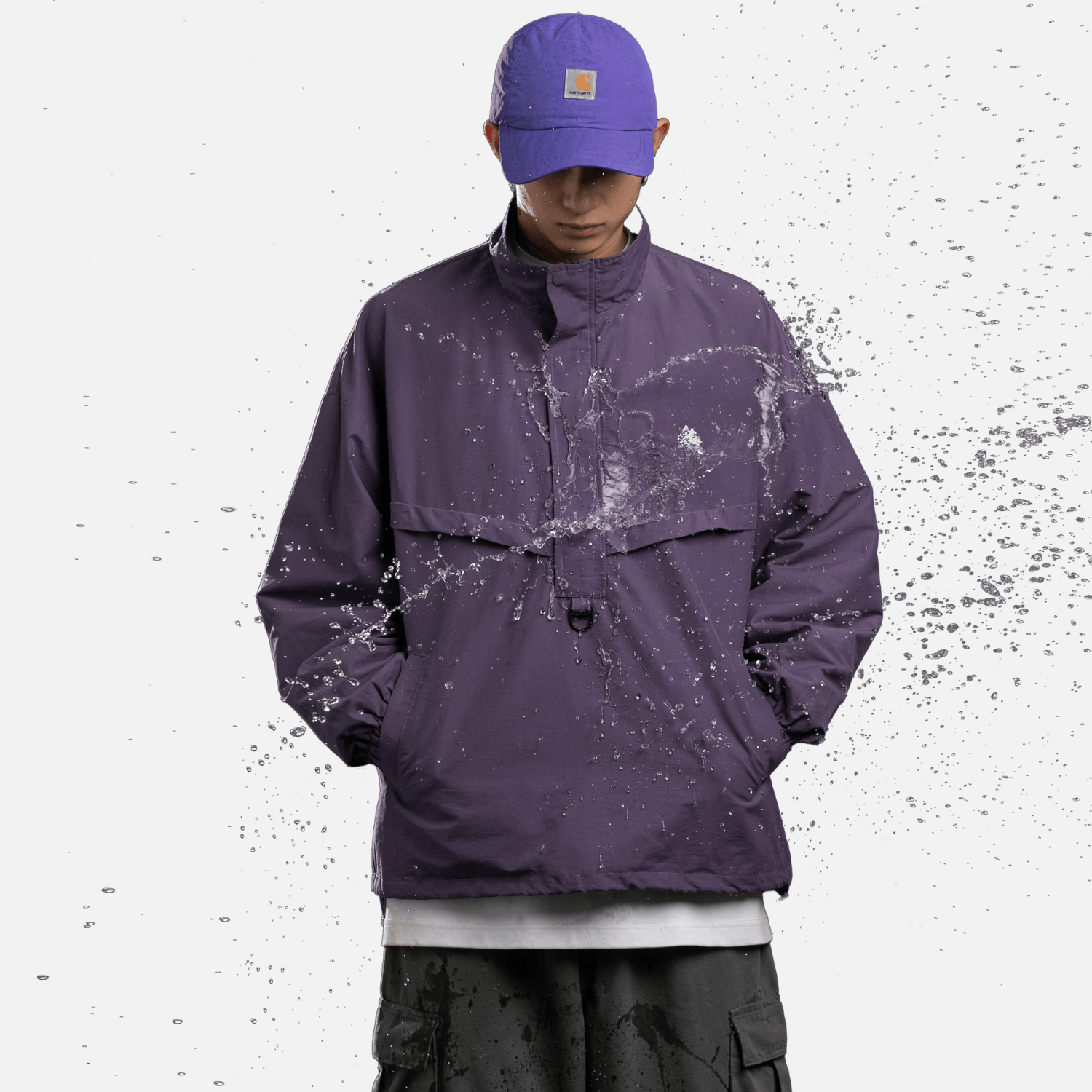 Chaqueta táctica impermeable con textura y media cremallera