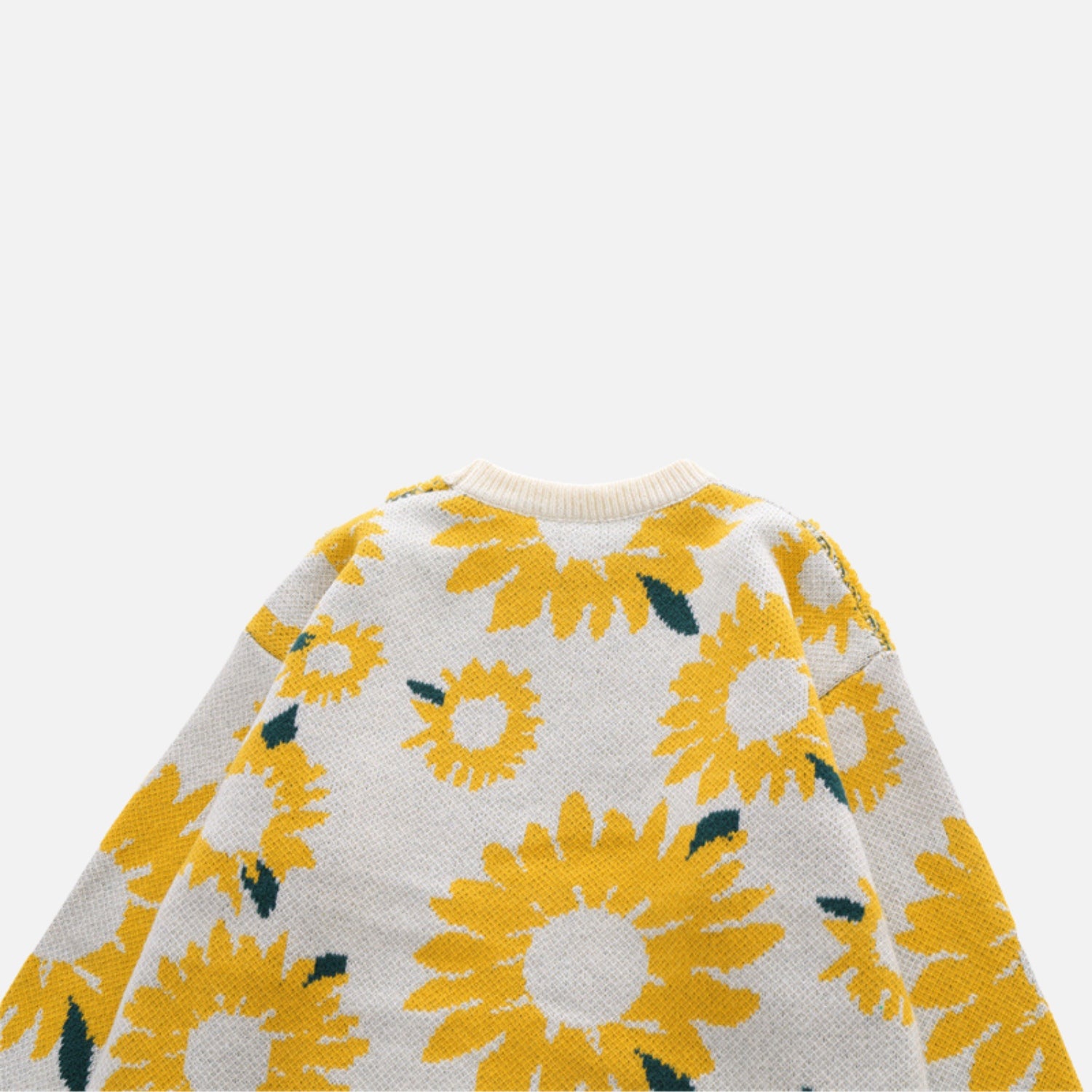 Strickpullover mit Sonnenblumenmuster-Stickerei