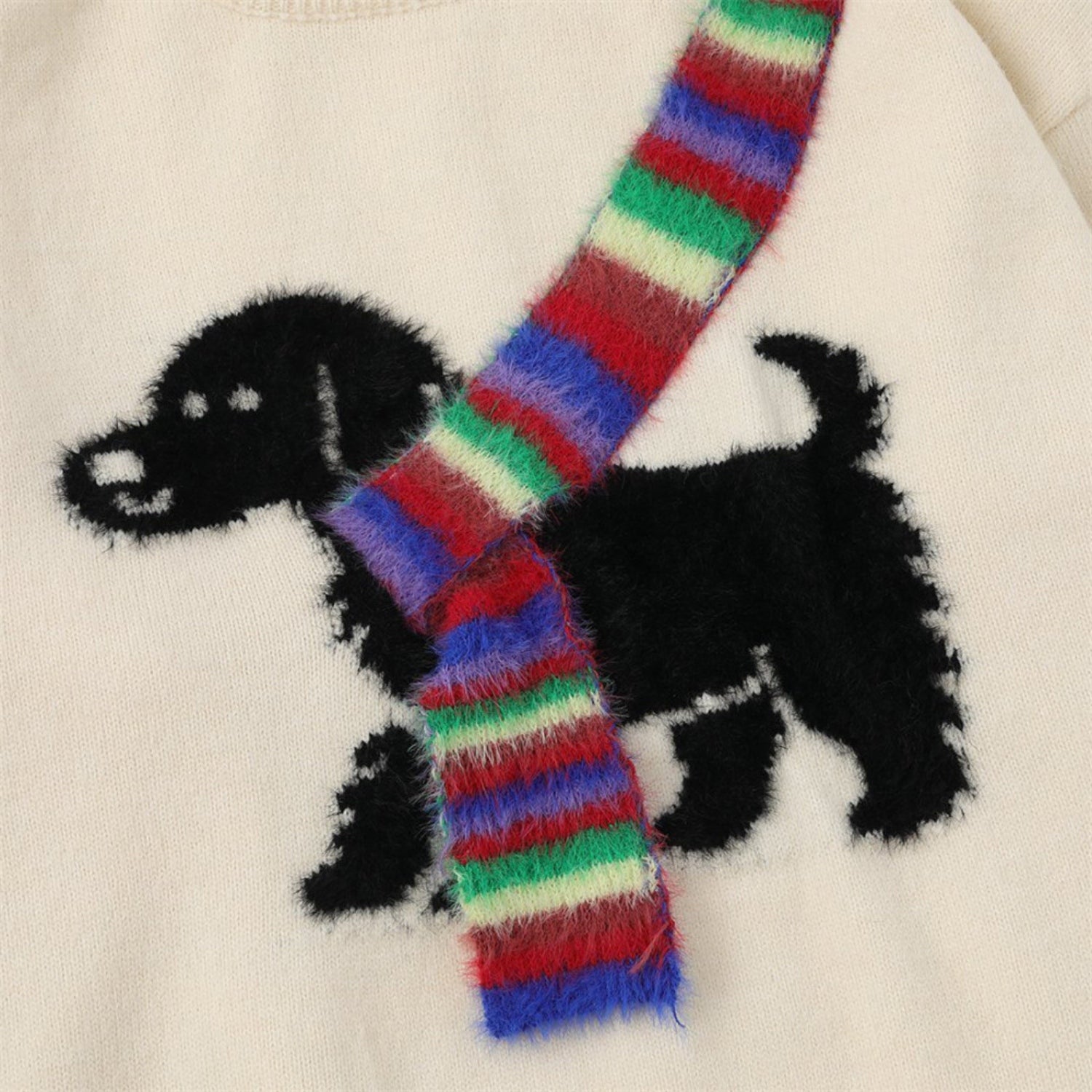 Pullover mit Farbblock-Stickerei und Hund