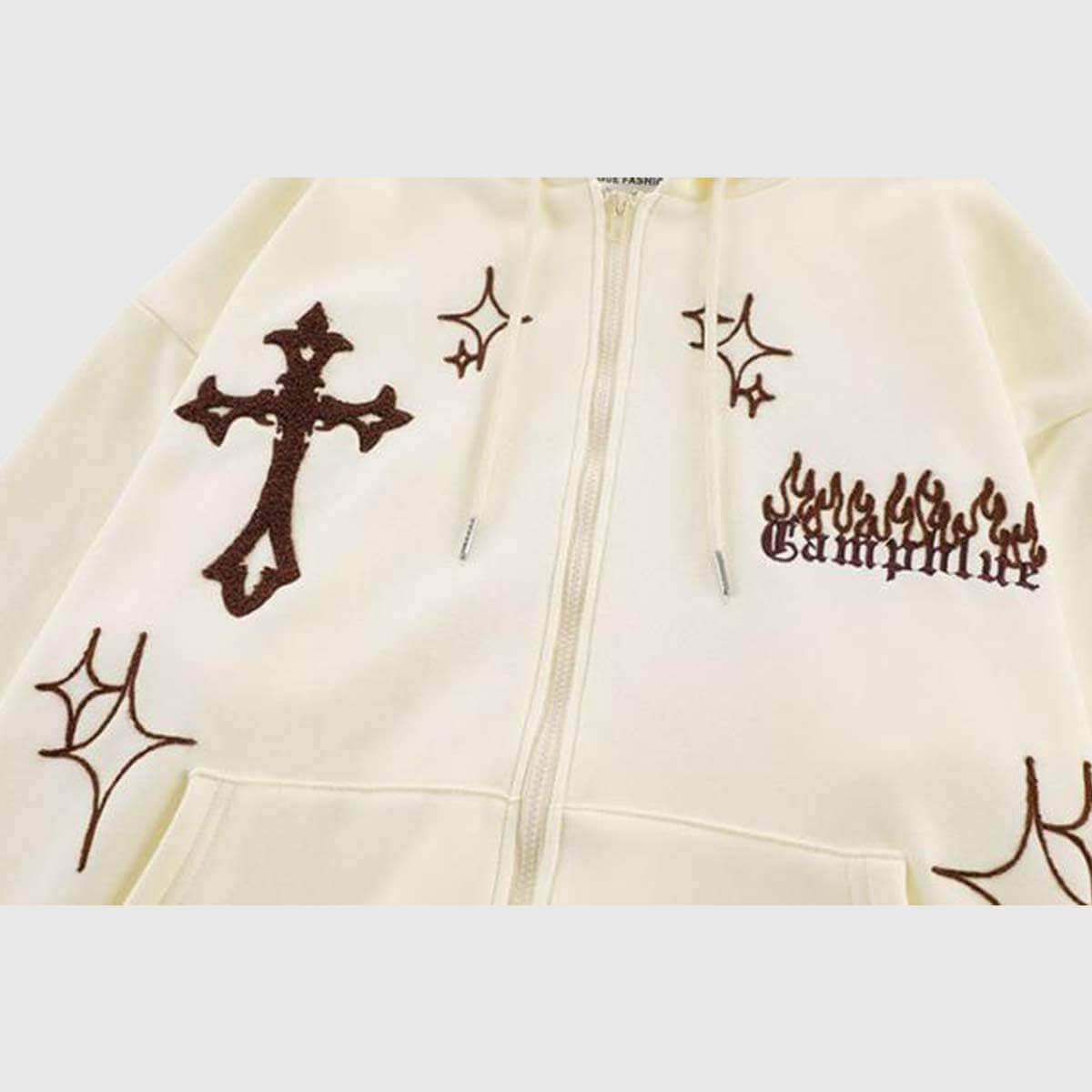 Oversize-Hoodie mit Kreuzstickerei