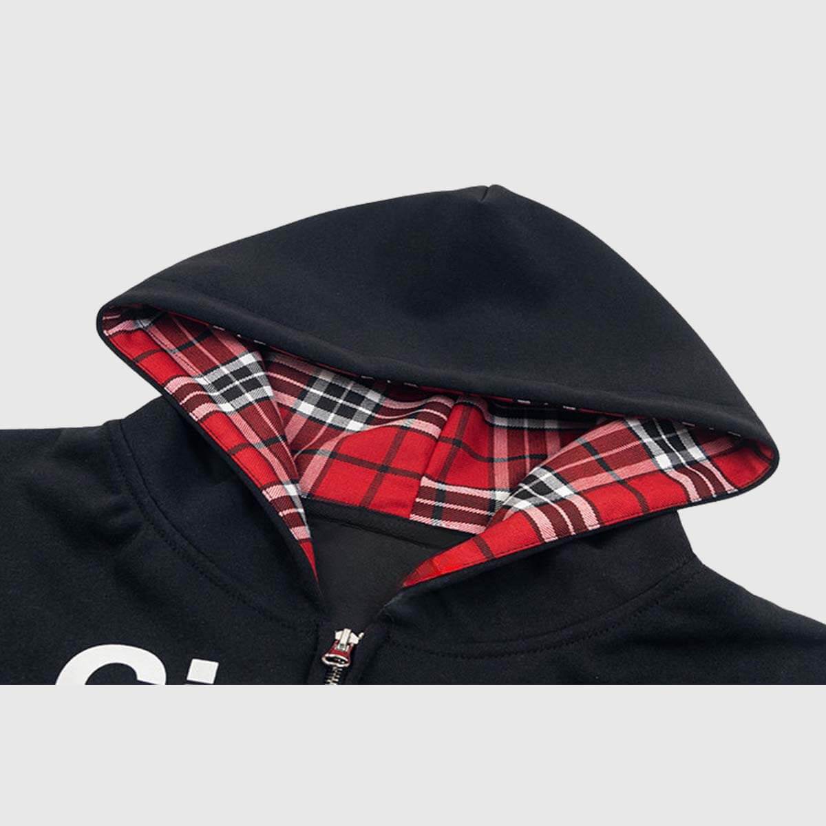 Sudadera con capucha a cuadros de dos capas