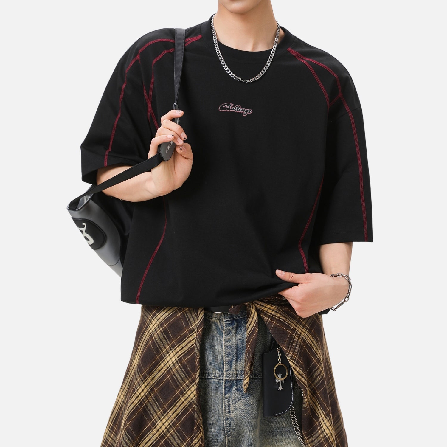 Contrast Stitch Graphic Cotton Tee