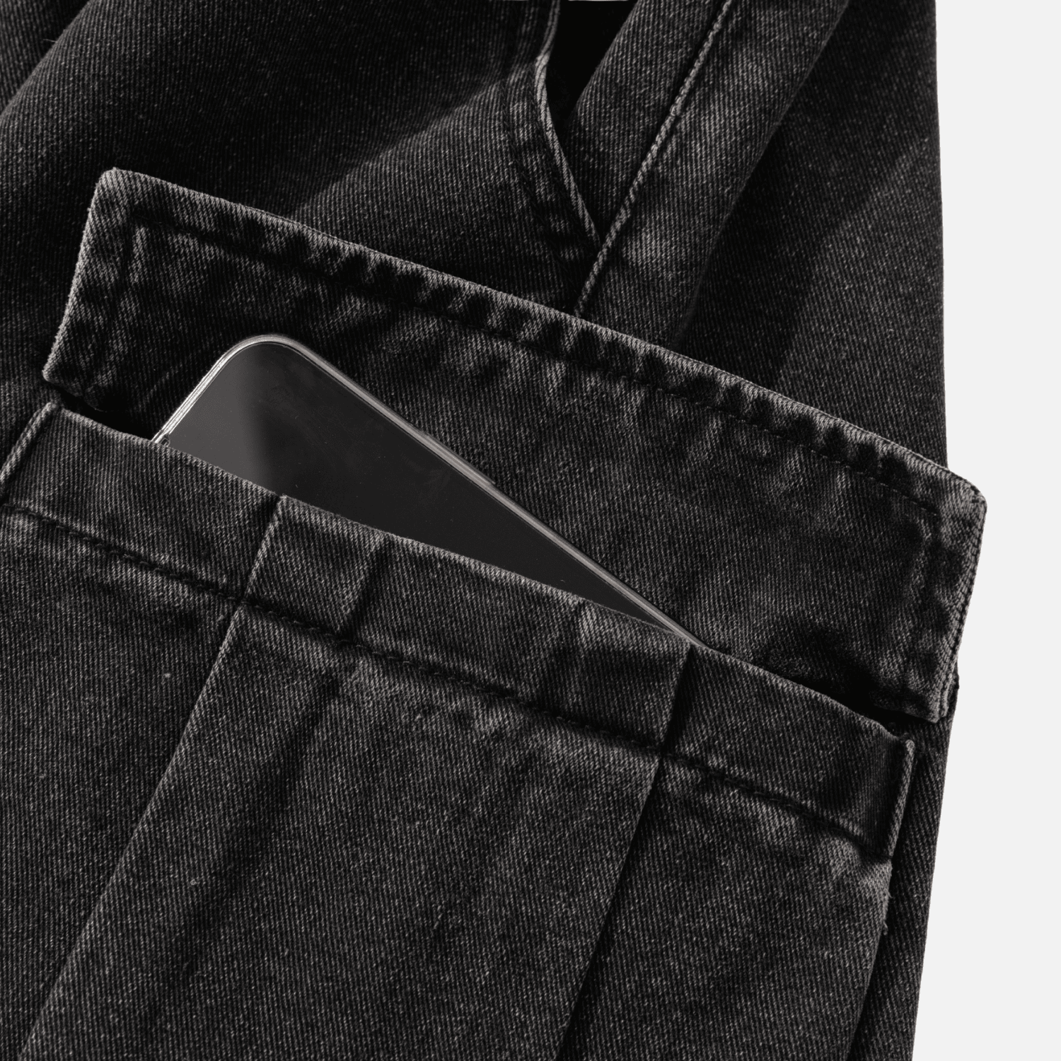 Washed Denim Cargo Shorts