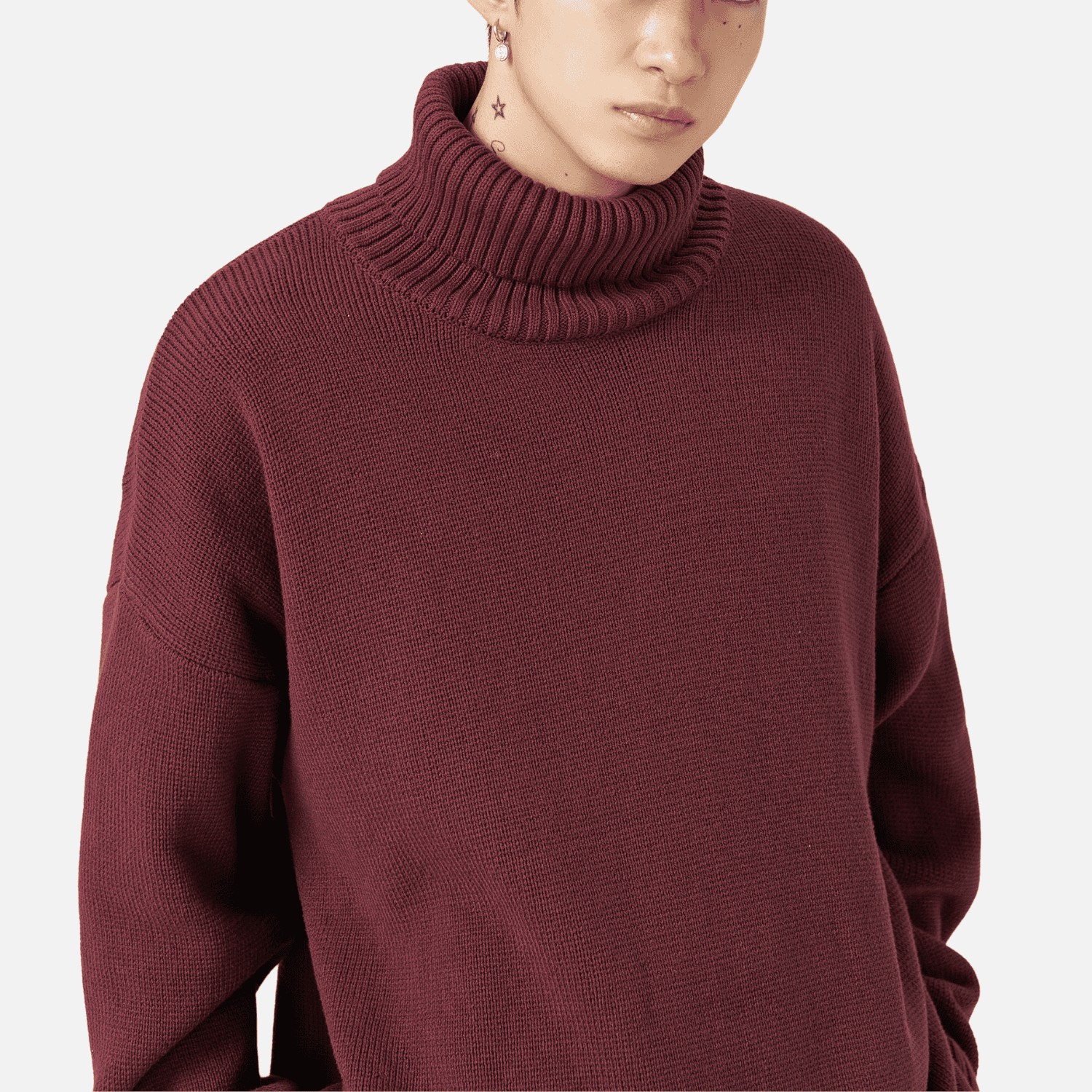 Grobstrickpullover mit Rollkragen