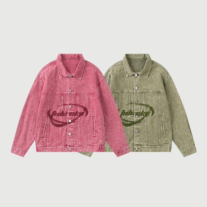 Chaqueta vaquera lavada con bordado vintage