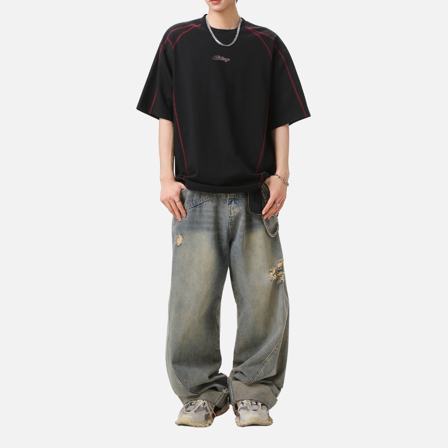 Contrast Stitch Graphic Cotton Tee