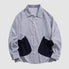 Drawstring Pocket Stripe Shirts