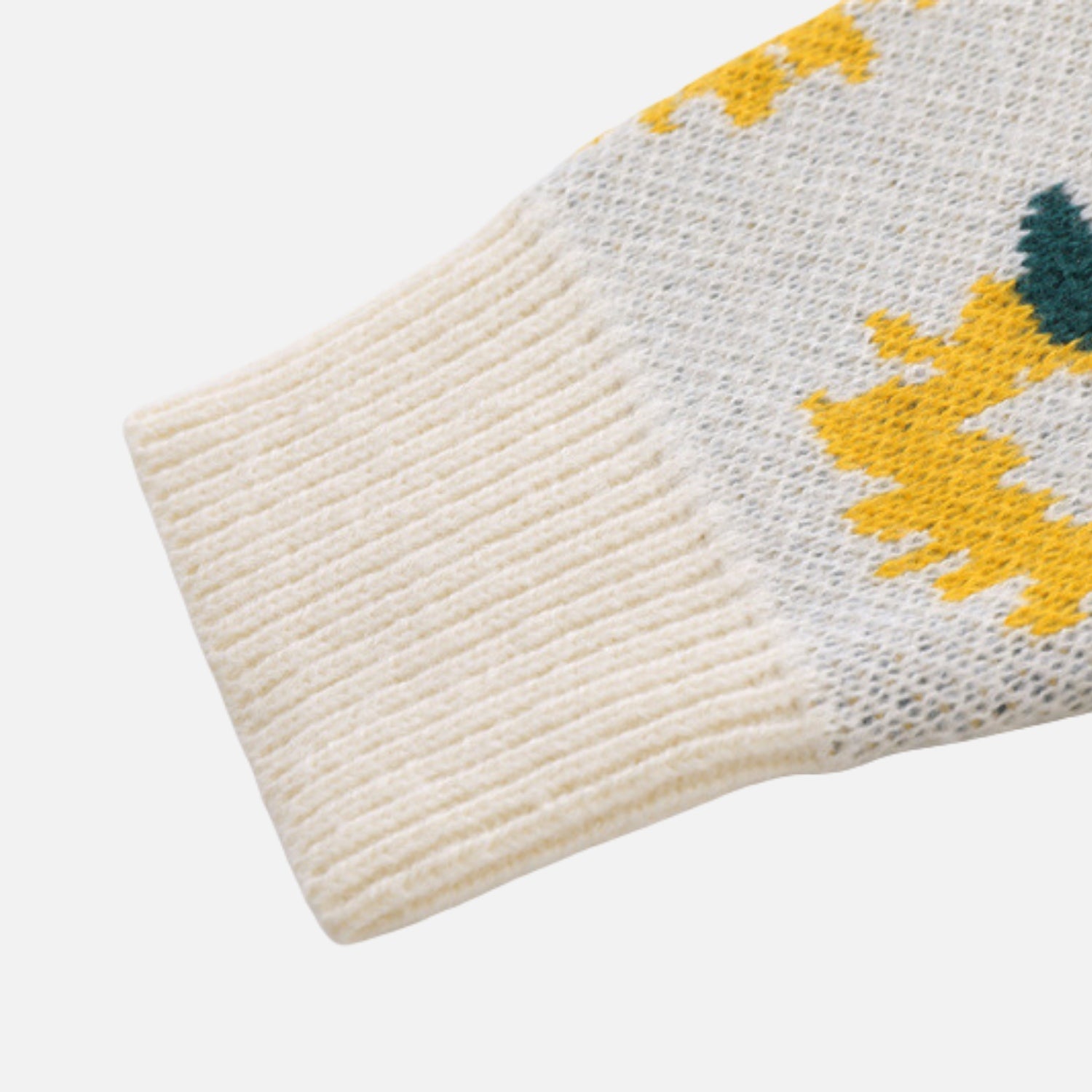 Strickpullover mit Sonnenblumenmuster-Stickerei