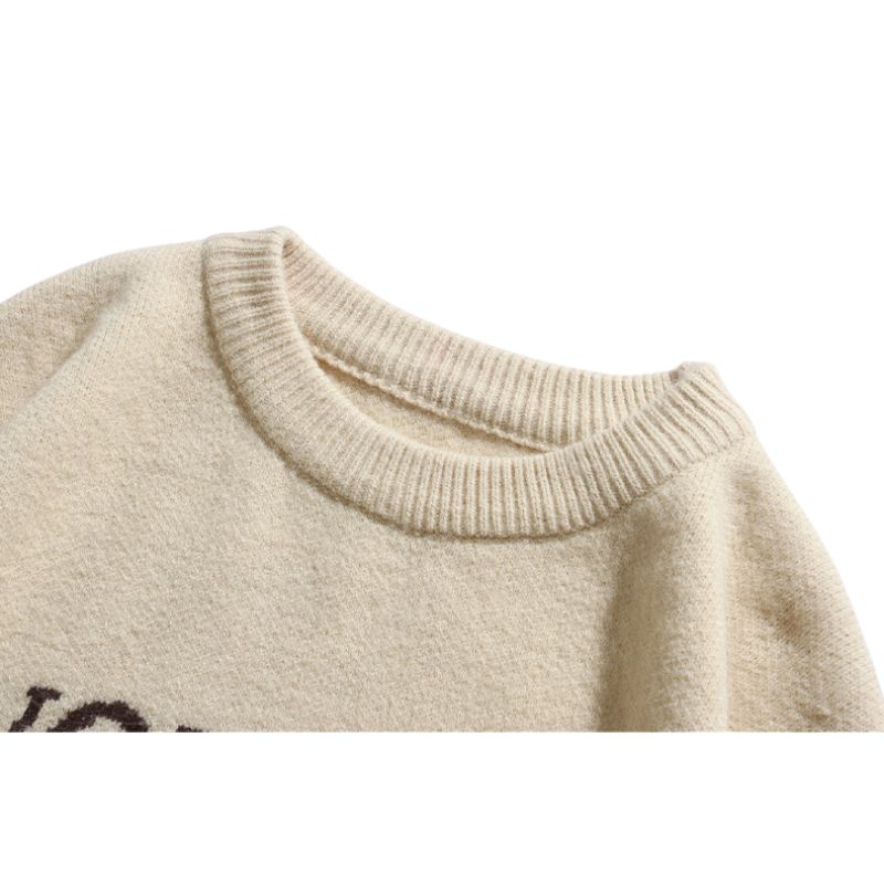 Solid Color Letter Jacquard Knit Sweater