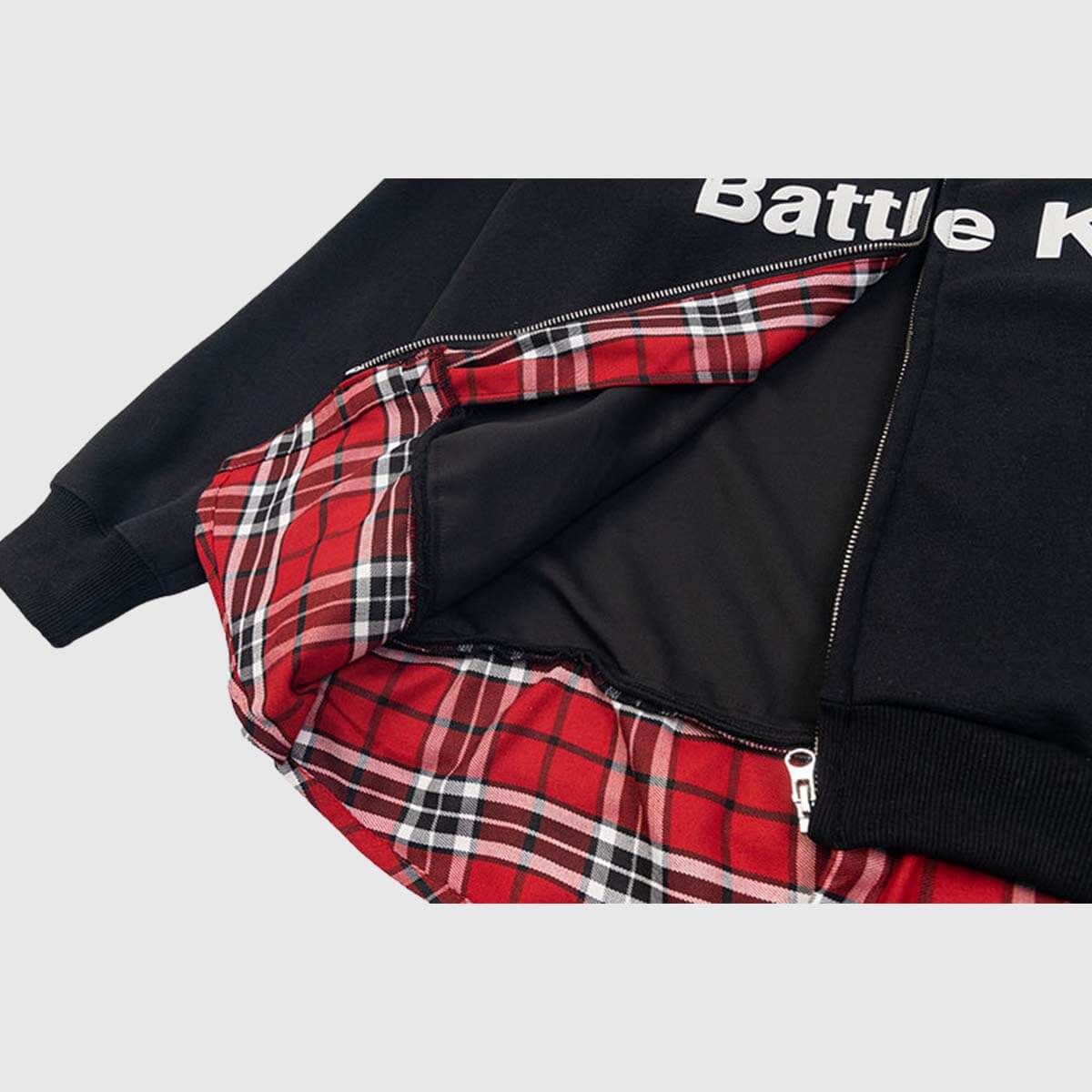 Sudadera con capucha a cuadros de dos capas