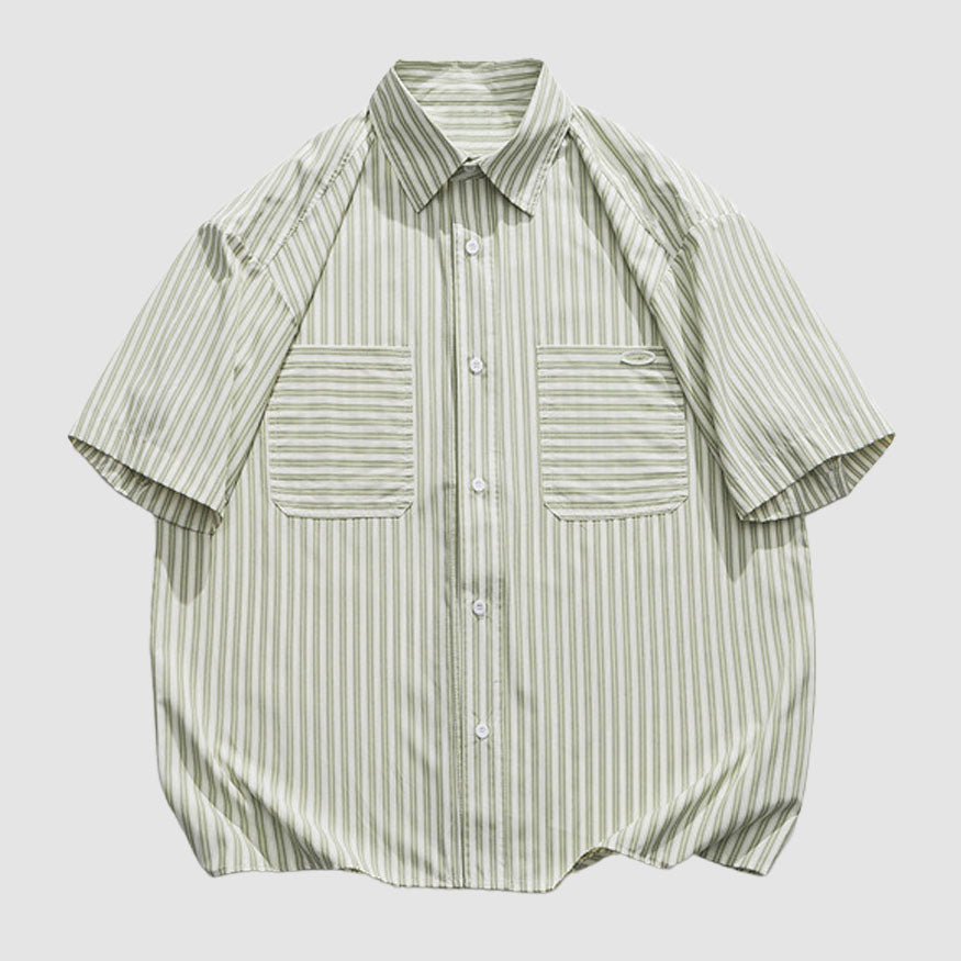 Camisas con bolsillos de parche a rayas