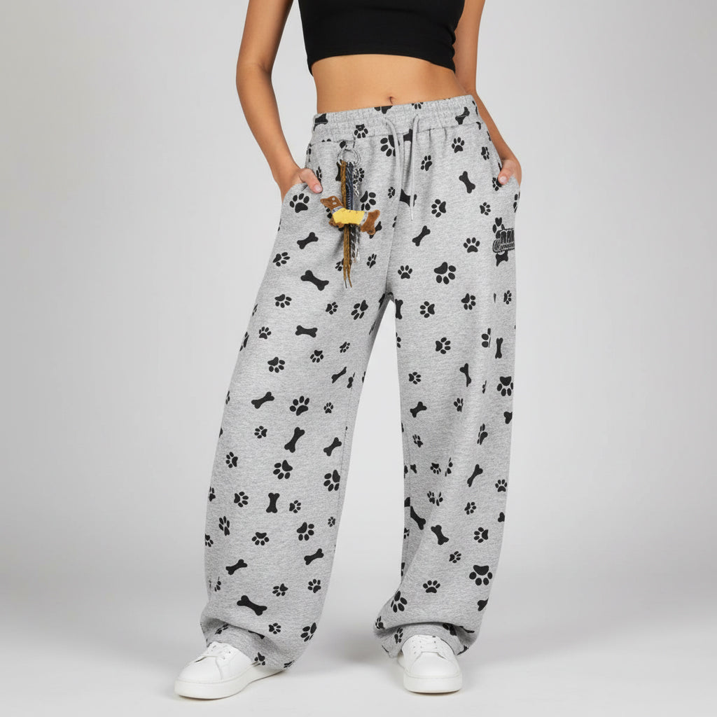 Allover Dog Print Baggy Pants