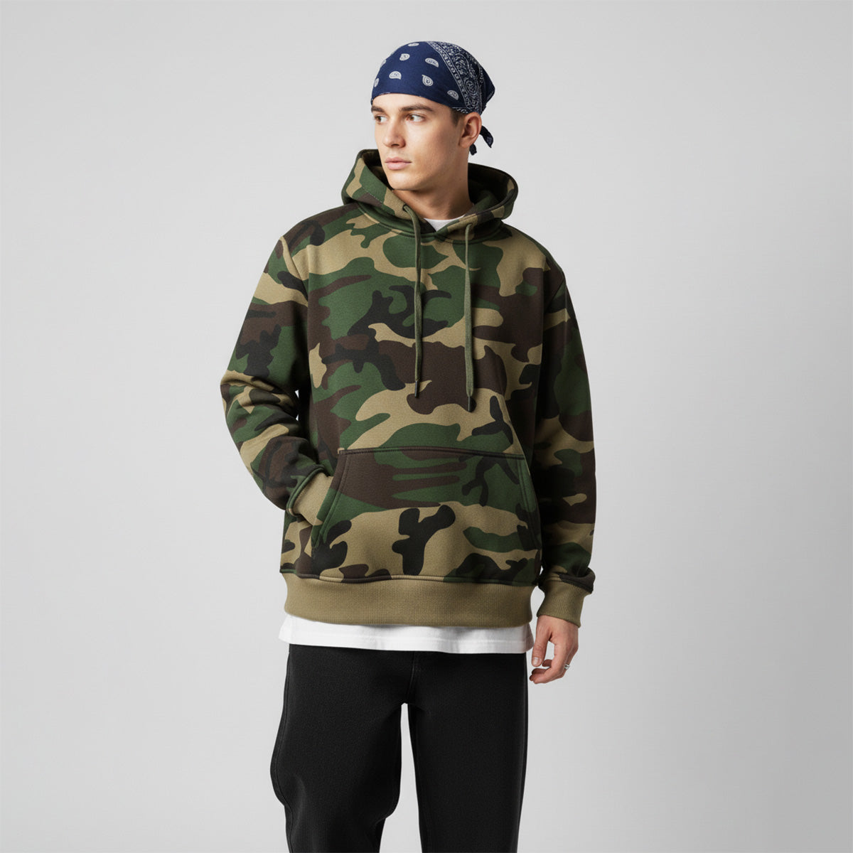 Lockerer, lässiger Hoodie mit Camouflage-Muster