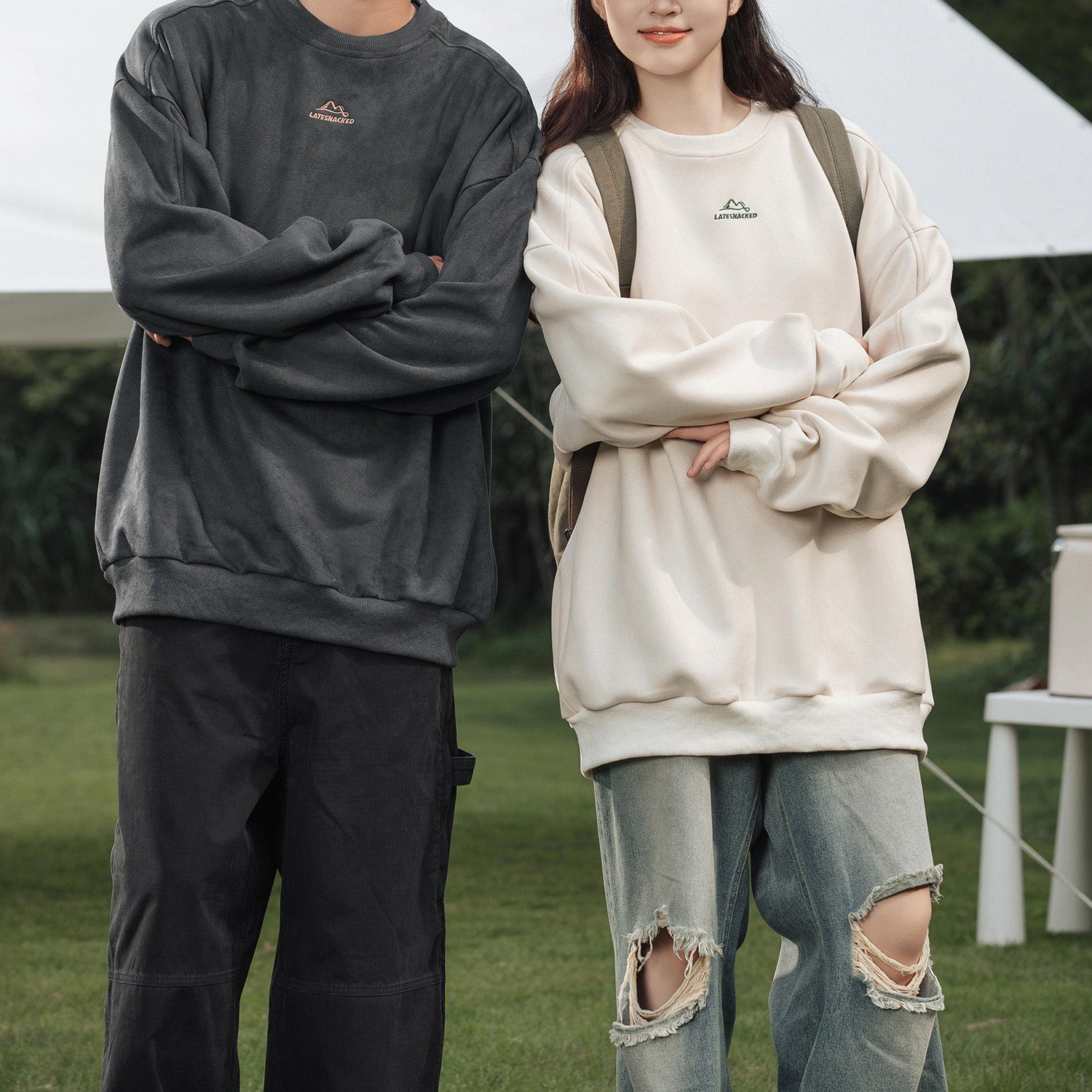 Fleece-Sweatshirt mit Vintage-Mountain-Logo
