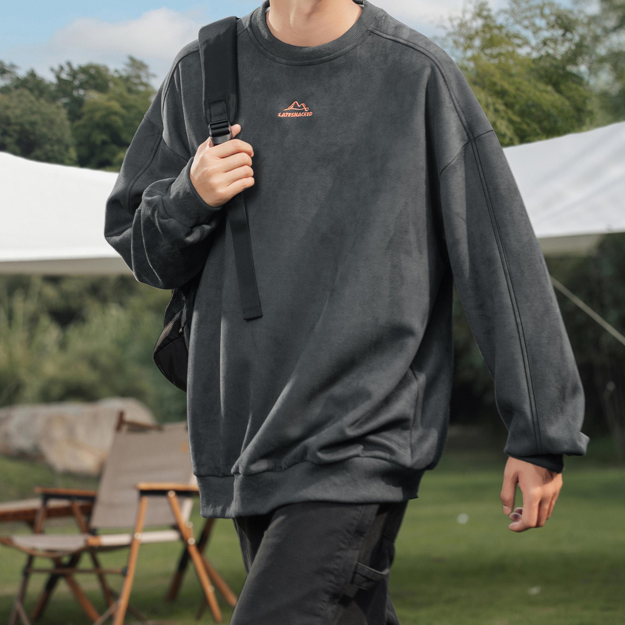 Fleece-Sweatshirt mit Vintage-Mountain-Logo