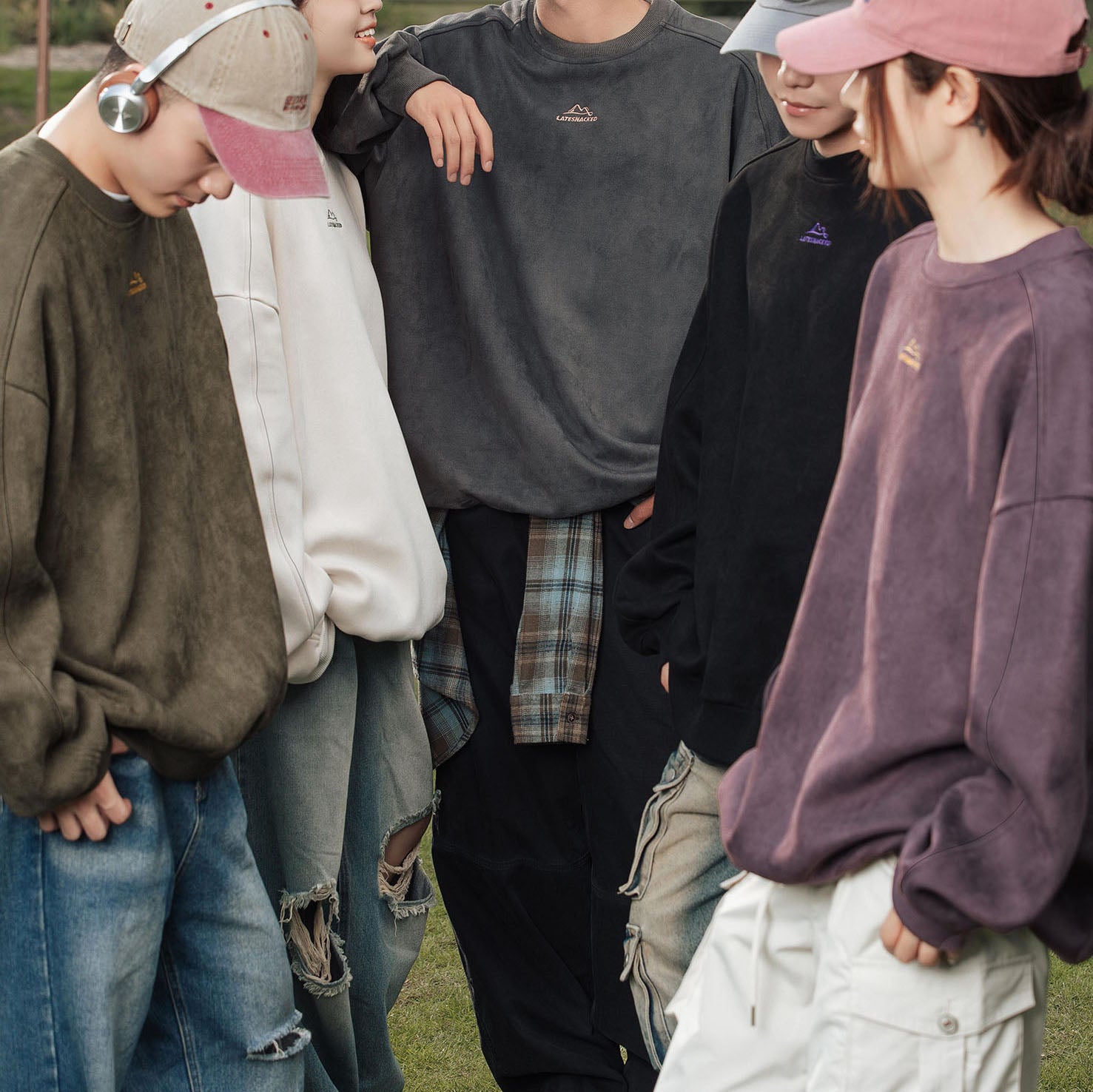 Fleece-Sweatshirt mit Vintage-Mountain-Logo