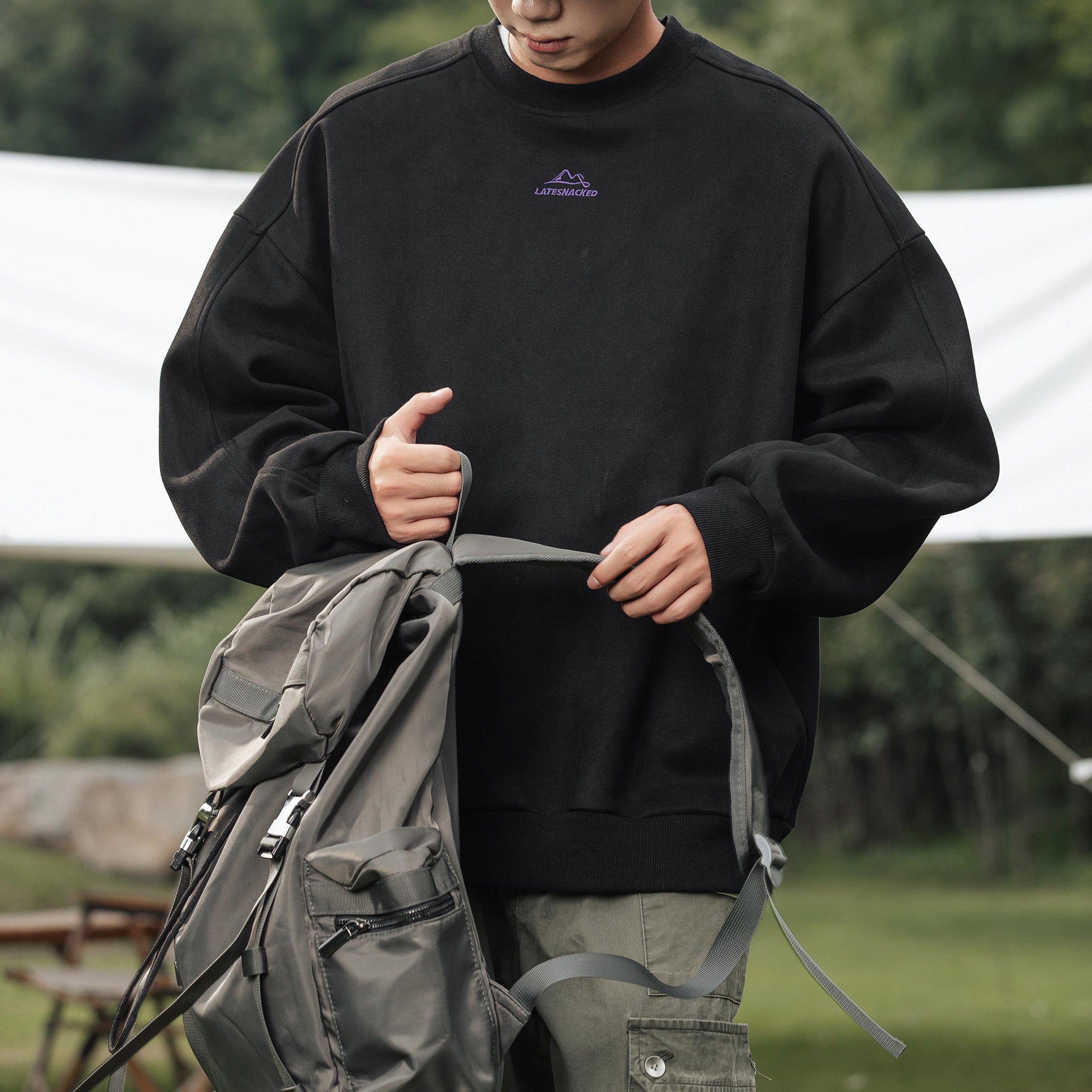 Fleece-Sweatshirt mit Vintage-Mountain-Logo