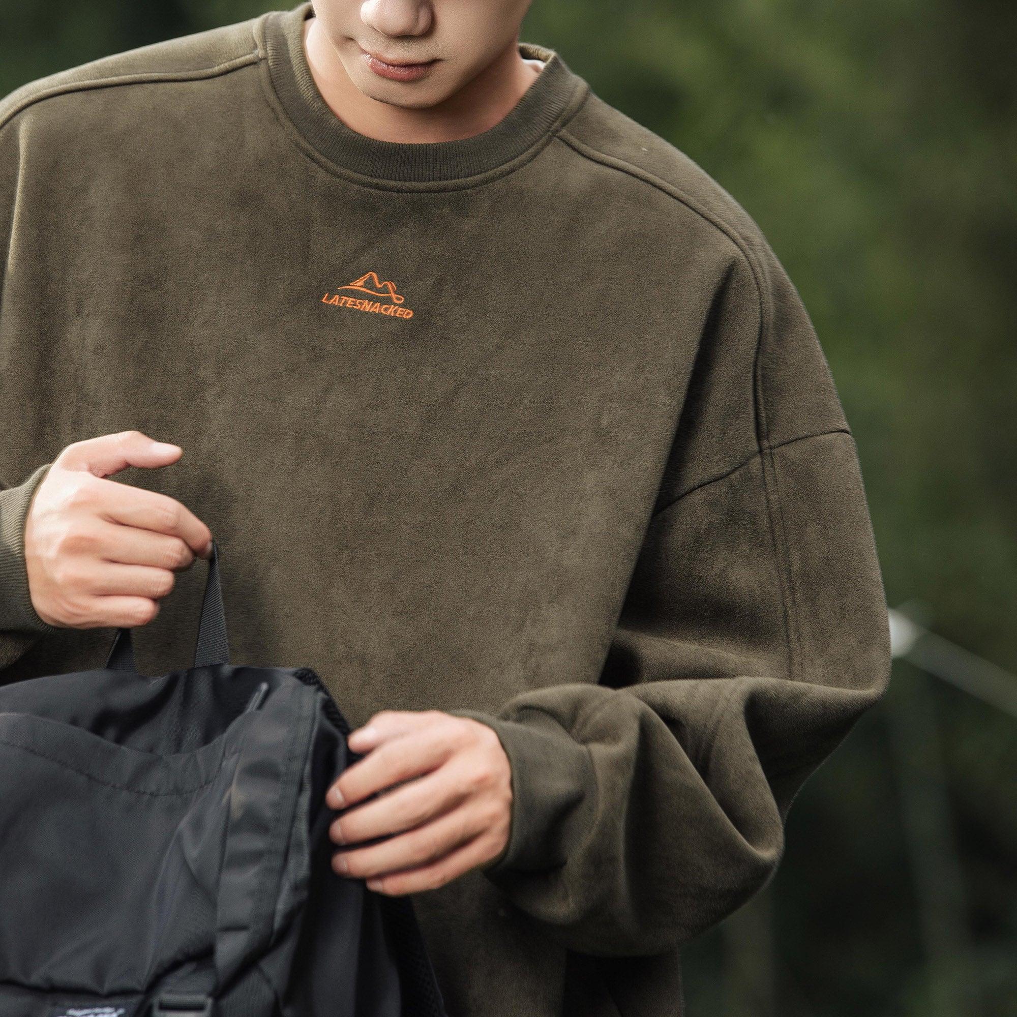 Fleece-Sweatshirt mit Vintage-Mountain-Logo