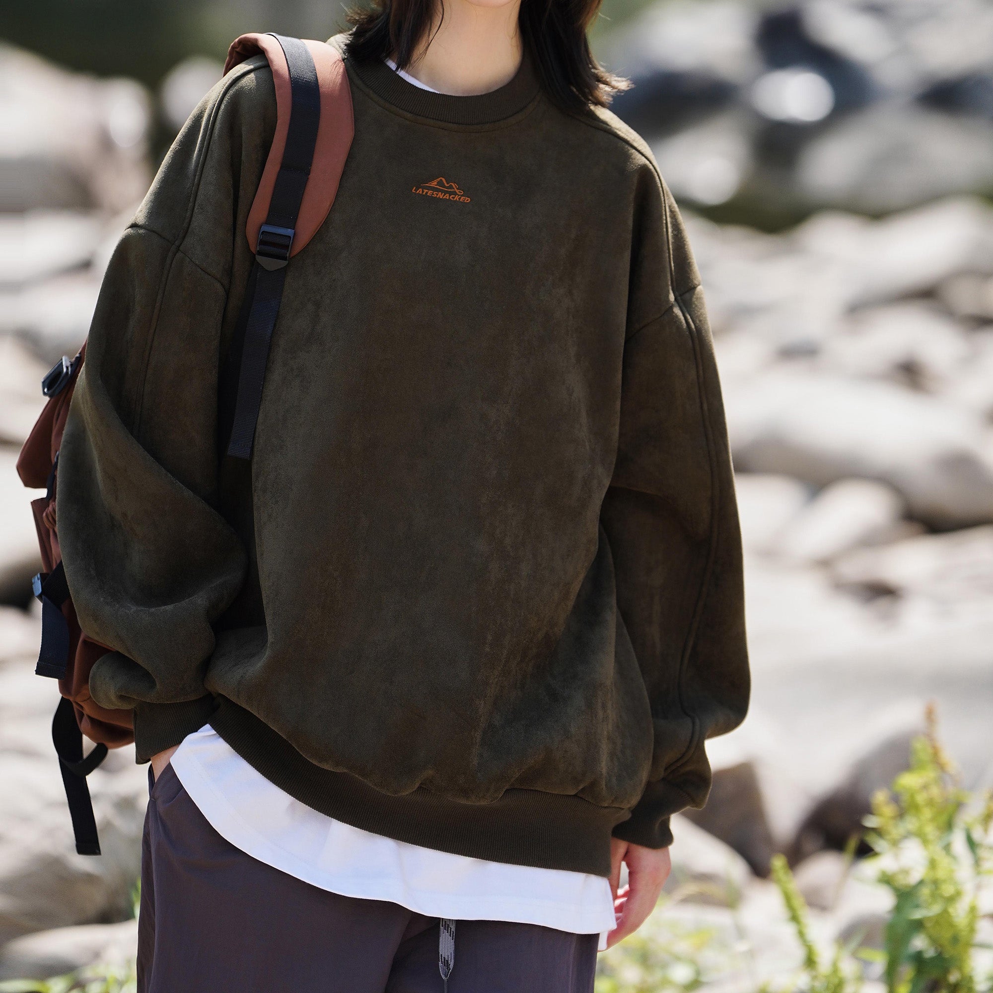 Fleece-Sweatshirt mit Vintage-Mountain-Logo