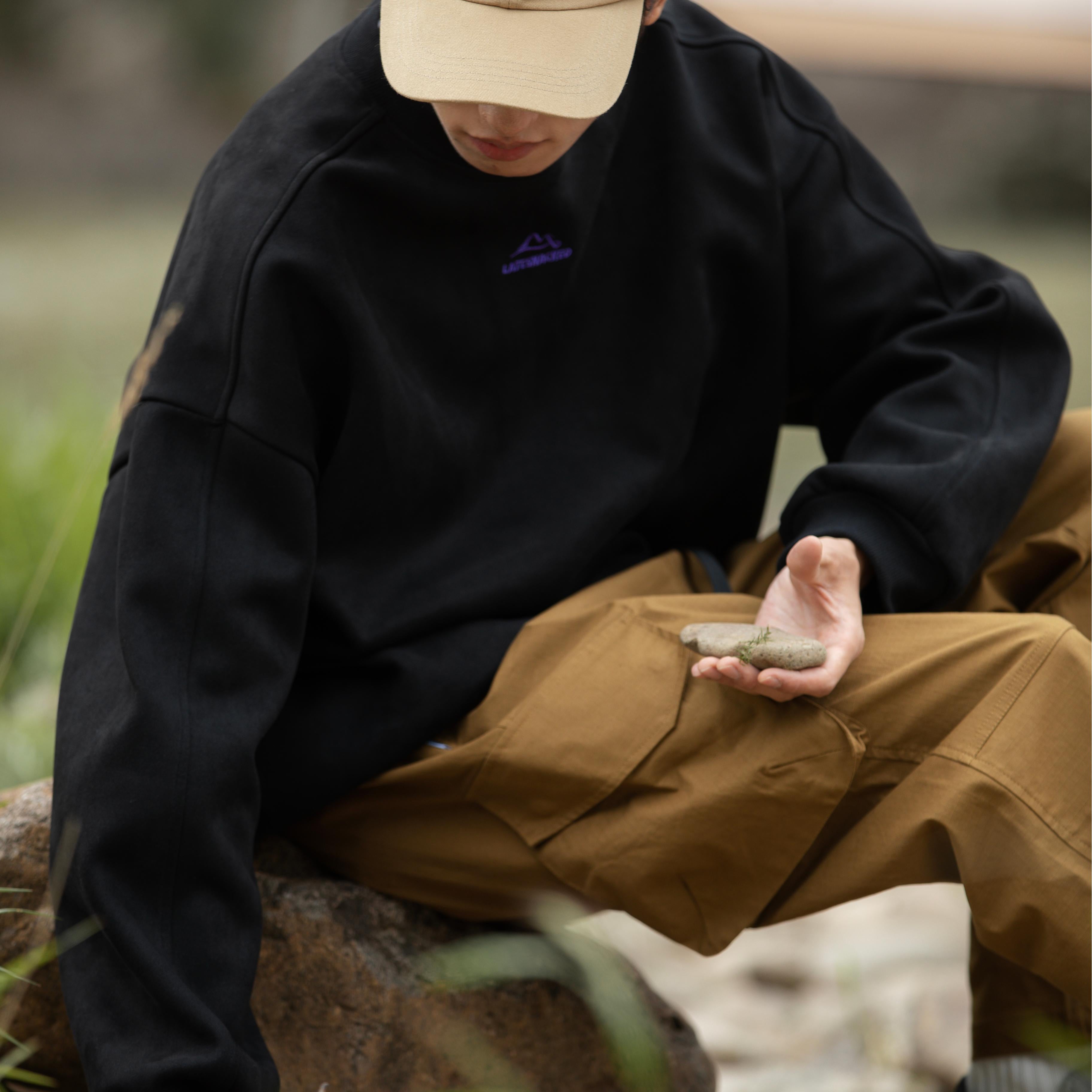 Sudadera polar con logotipo de montaña vintage