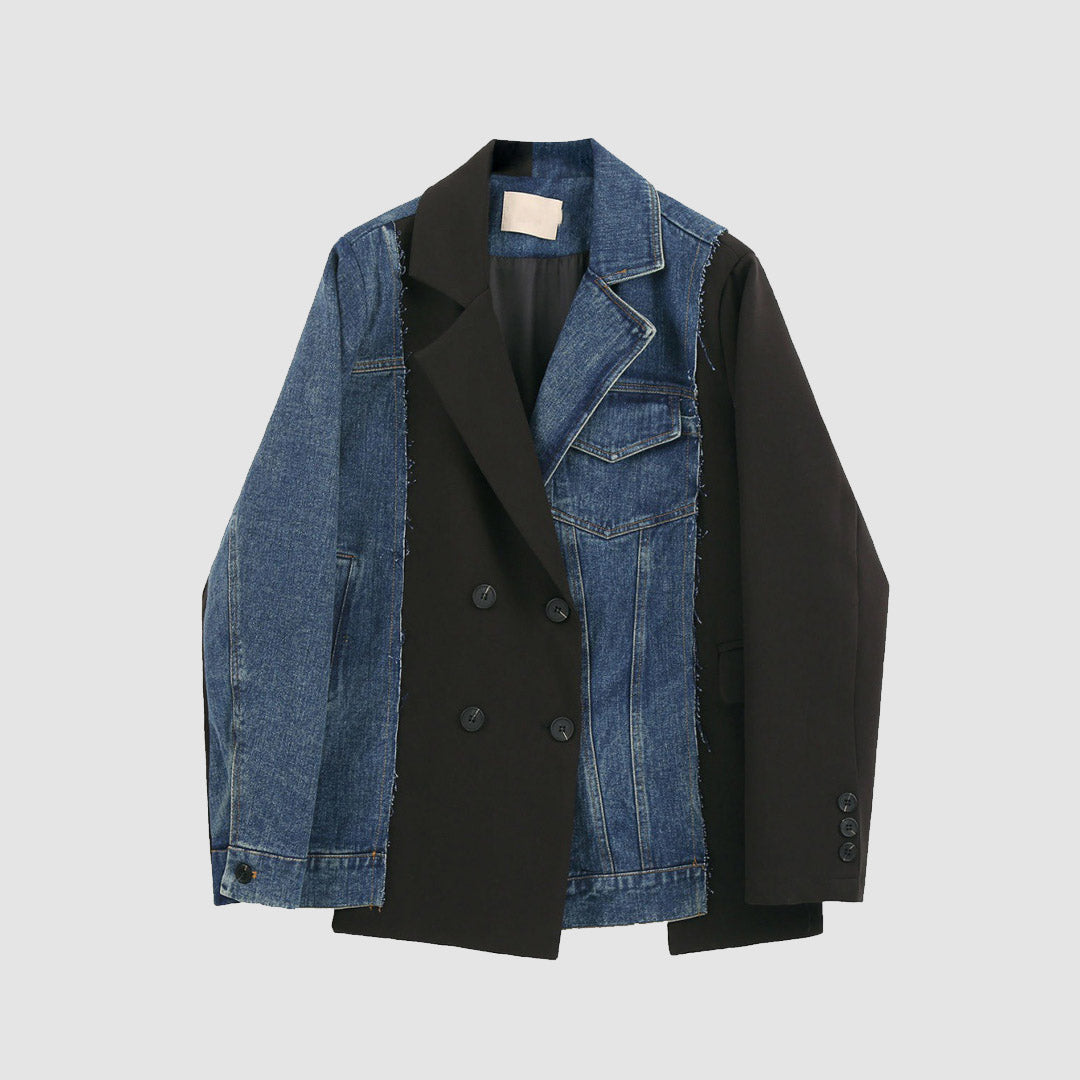 Blazer con empalme de mezclilla