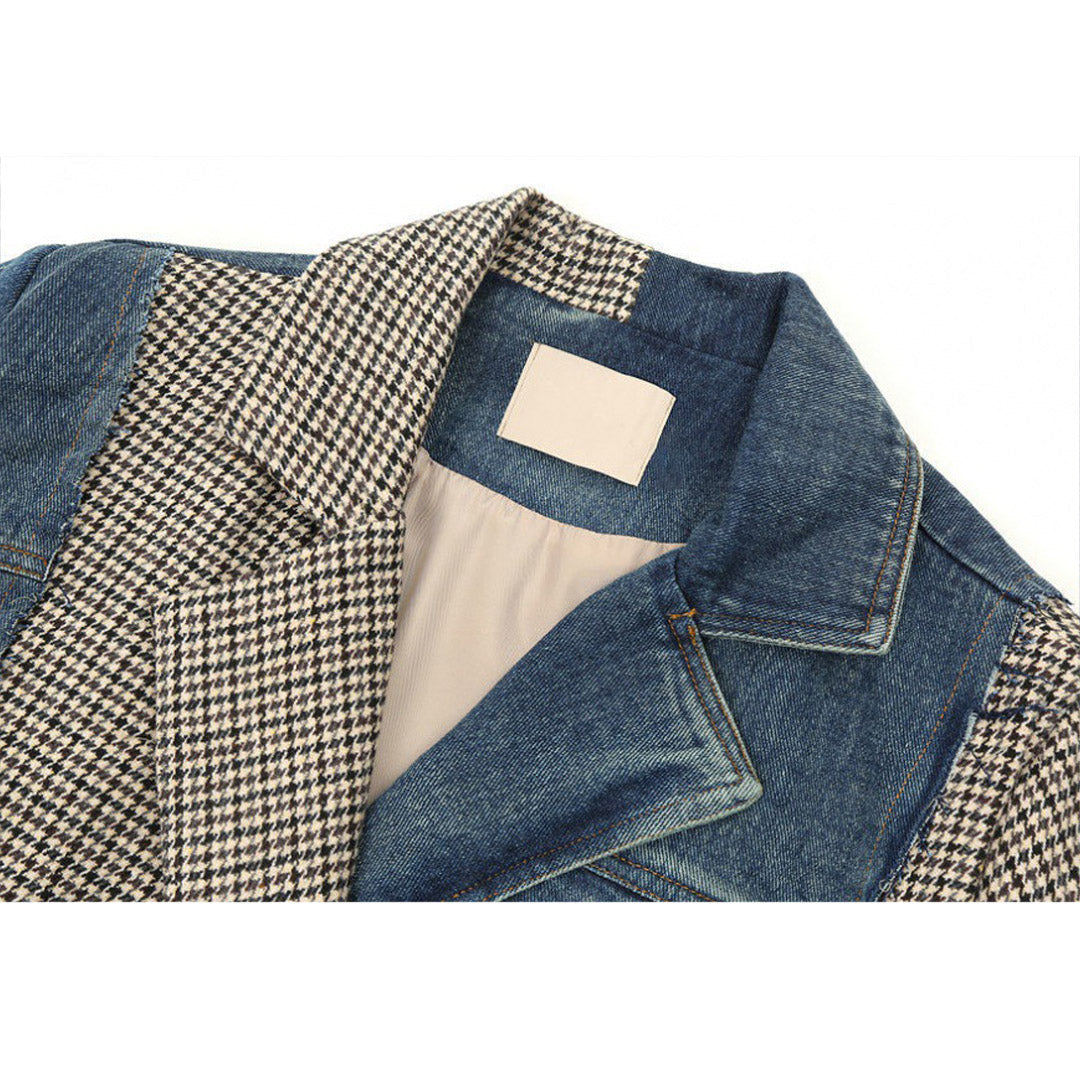 Blazer con empalme de mezclilla