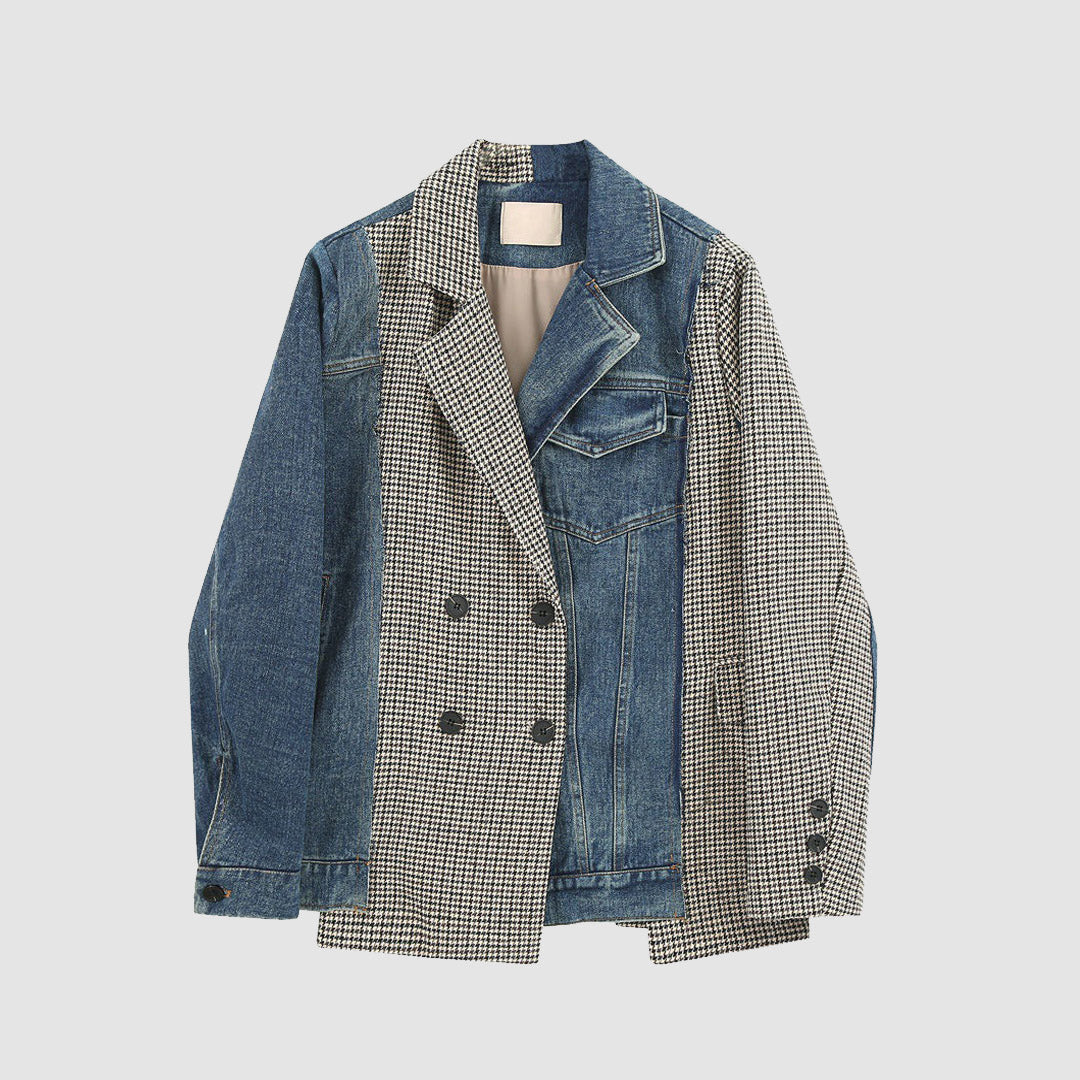 Blazer con empalme de mezclilla