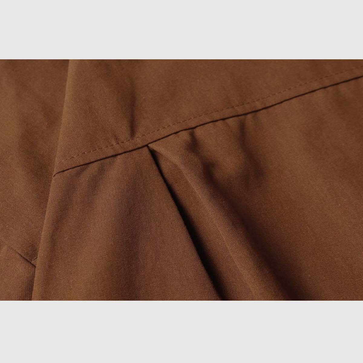 Detail view -6 of the brown unisex embroidered cat short sleeve shirt in brown