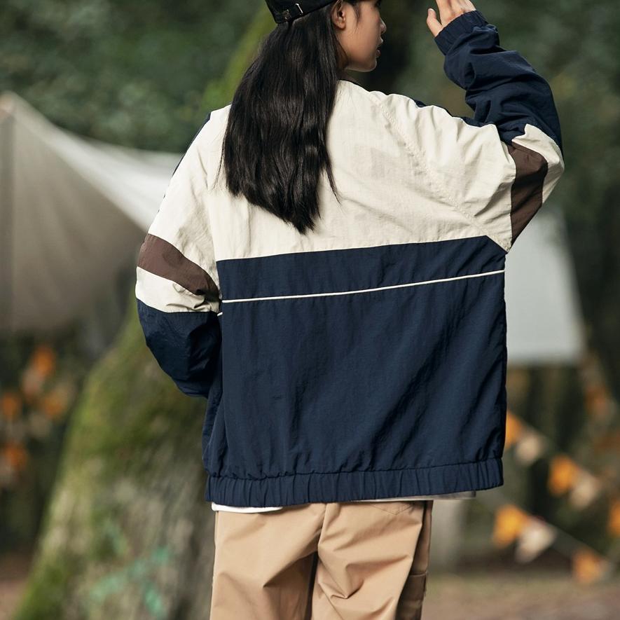 Colorblock Stand Collar Jacket