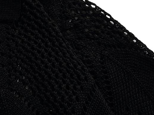 Hollow-Out Zip-Up Knit Polo