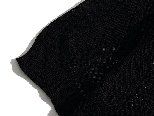 Hollow-Out Zip-Up Knit Polo