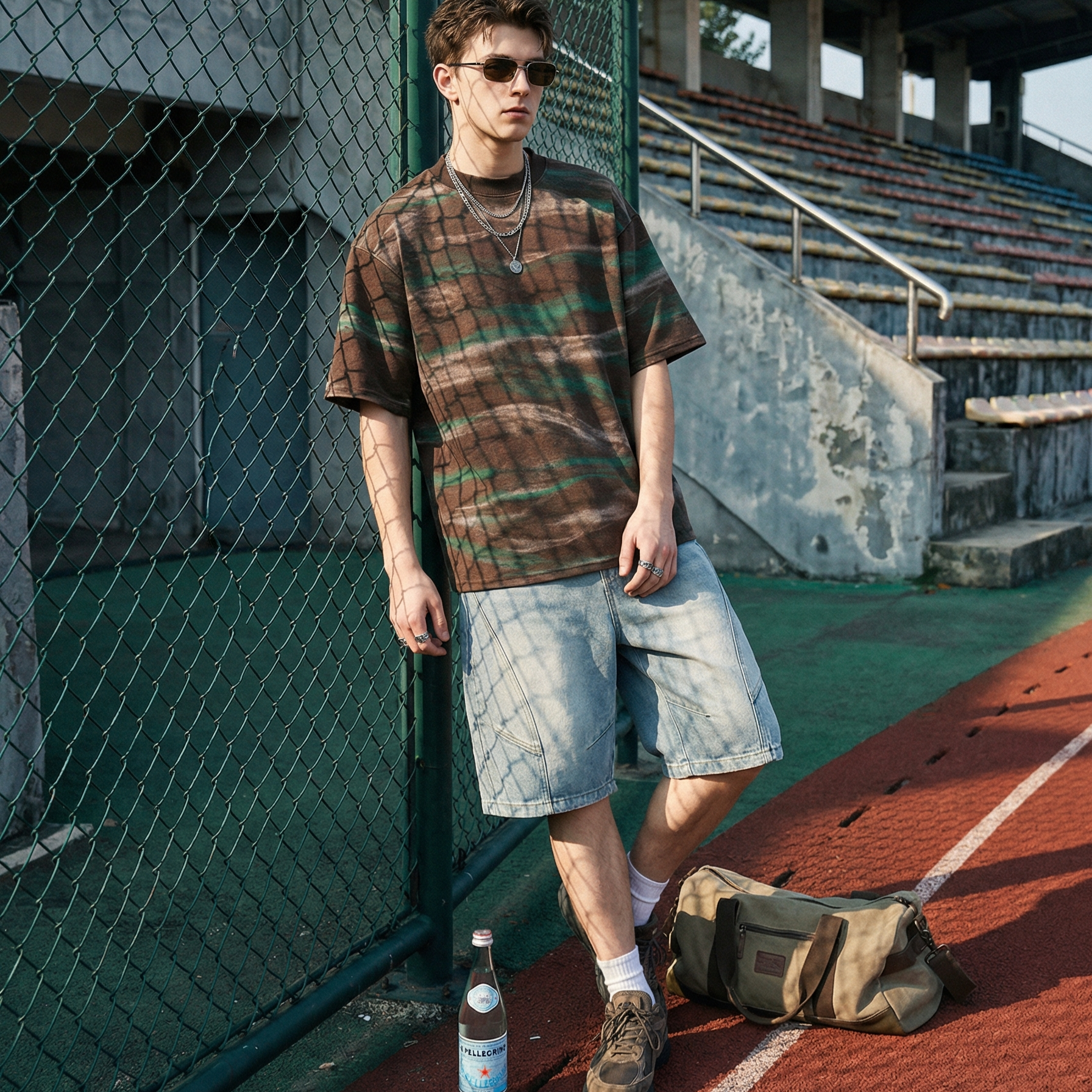 Graphic Colorblock Crewneck Tee