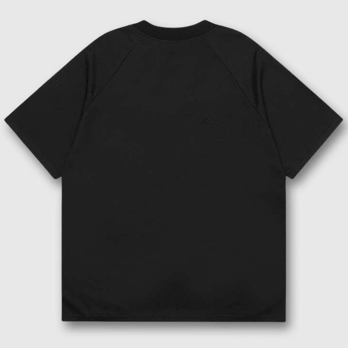 Back view of the unisex's retro number V-neck jersey in black