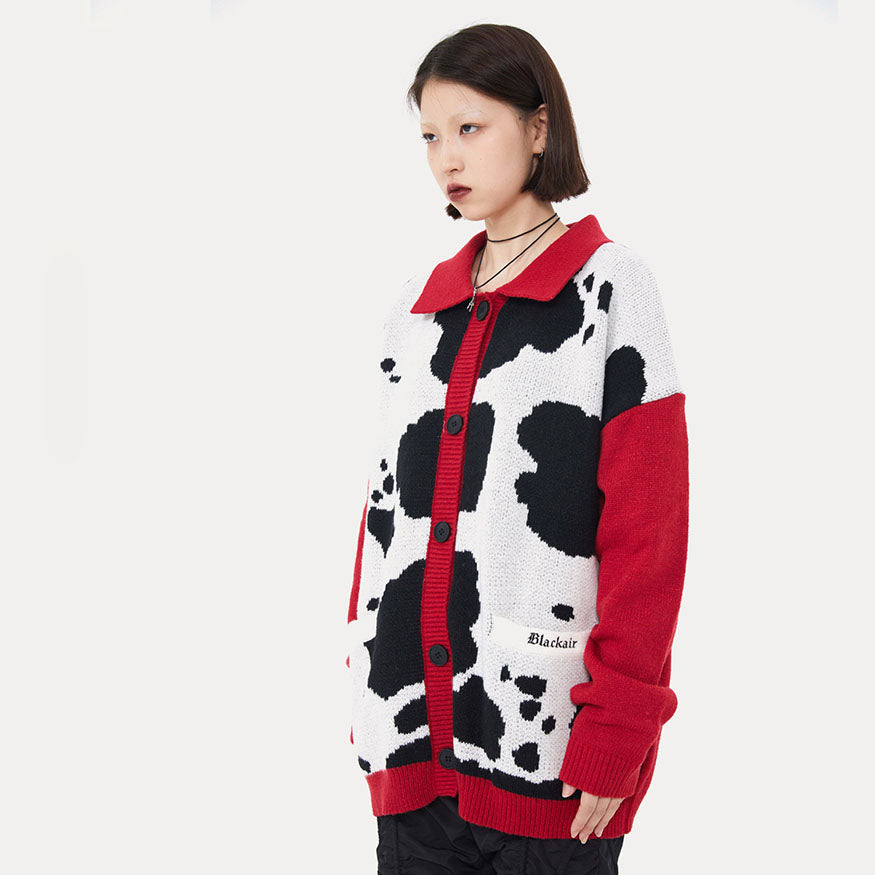 Suéter tipo cárdigan con estampado de vaca
