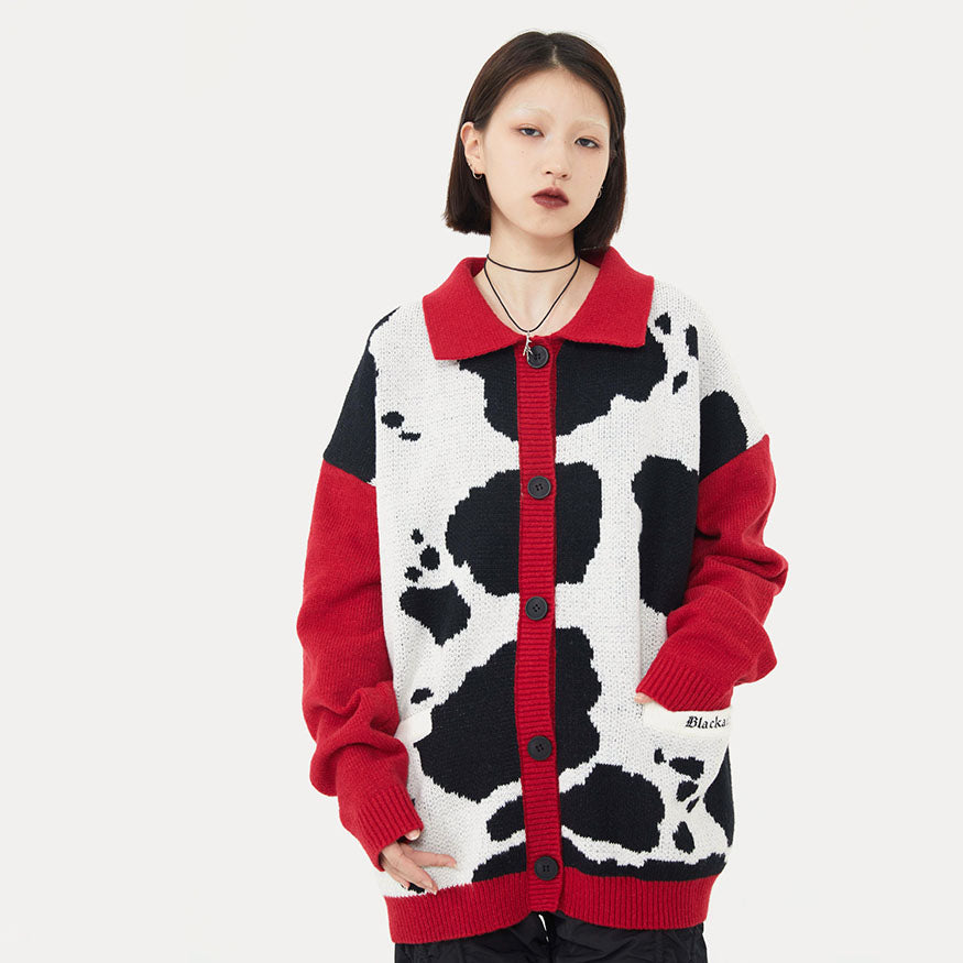 Suéter tipo cárdigan con estampado de vaca