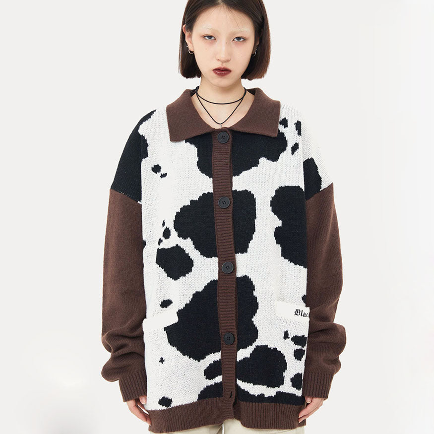Suéter tipo cárdigan con estampado de vaca