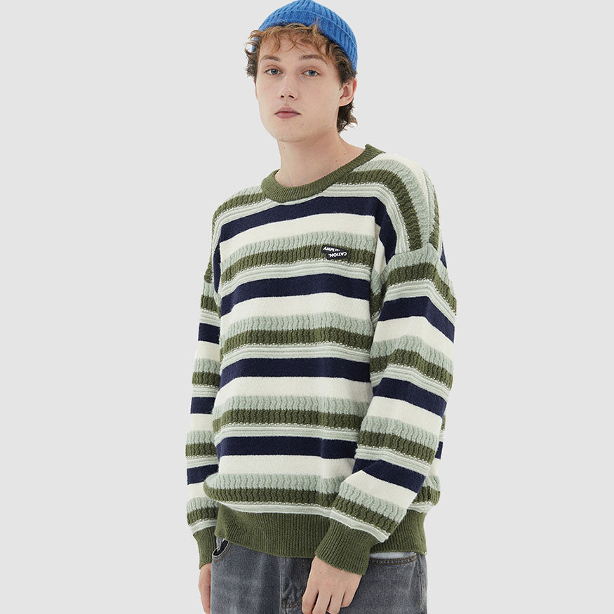 Contrast Color Striped Vintage Knit Sweater