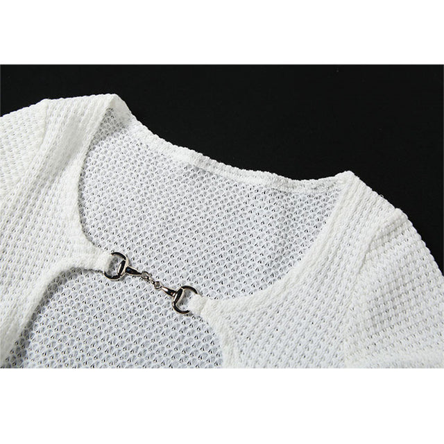Zweiteiliges Crop-Top mit Schmetterlingsstickerei