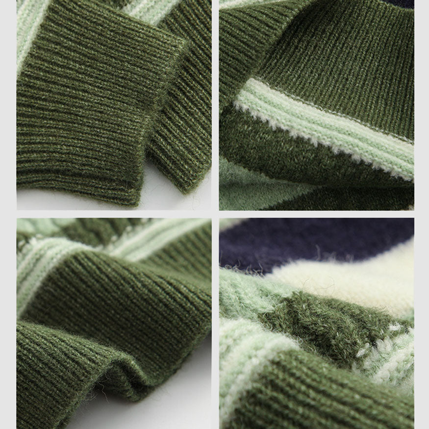 Contrast Color Striped Vintage Knit Sweater