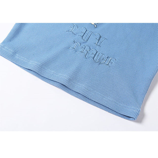 Zweiteiliges Crop-Top mit Schmetterlingsstickerei