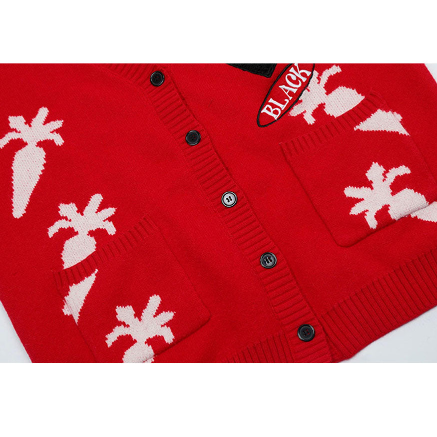 Lindo suéter Cardigan con patrón de zanahoria