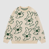 Abrazando al conejo Cartoon Knit Sweater